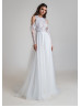 Beaded Long Sleeve Ivory Eyelash Lace Tulle Wedding Dress